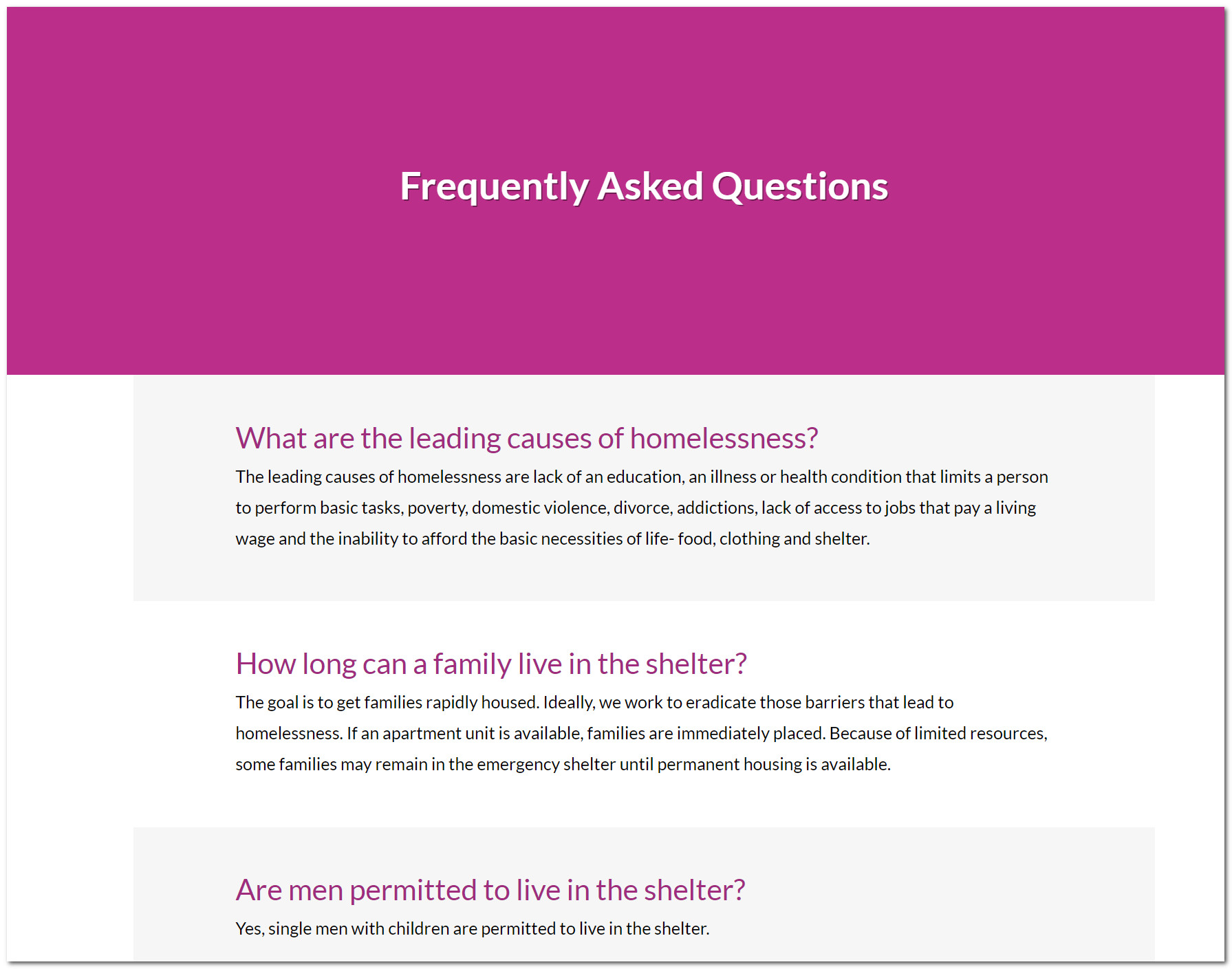 Faq - Providence House